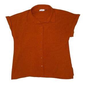 Calvin Klein burnt orange button down short sleeve women’s size large